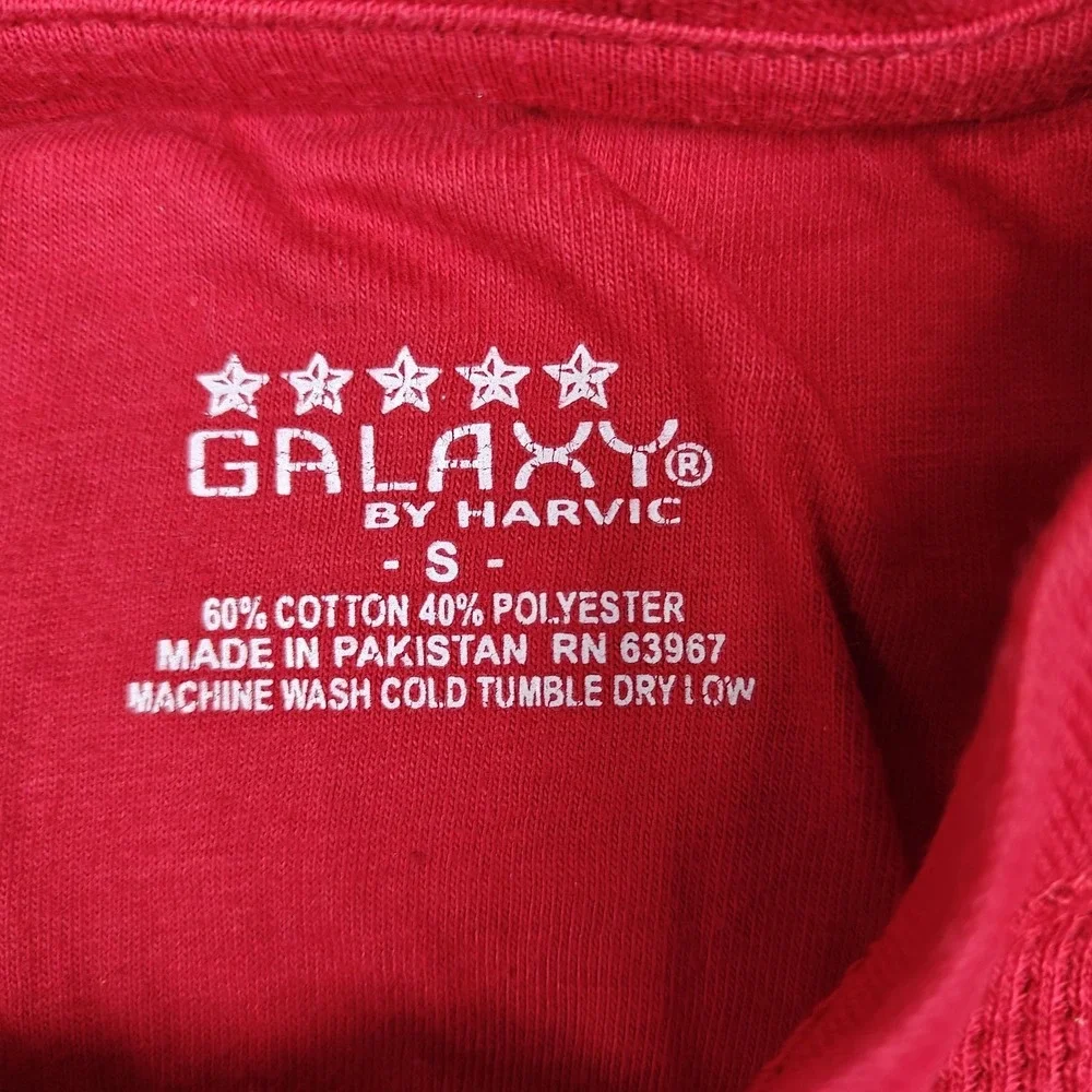 Galaxy By Harvic Thermal Shirt Mens Small Red Long‎ Sleeve Henley Undershirt